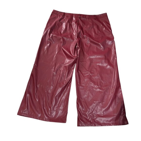 Cider Curve Red Vegan Leather Pants • Women’s 4XL • Wide Leg‎ High Rise • NWT - Picture 2 of 7